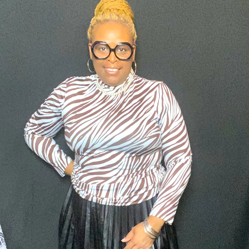 Zebra Mock Neck Shirt